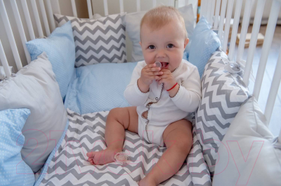 Комплект постельный для малышей Polini Kids Зигзаг 5 (120x60, серый/голубой)