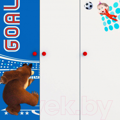 Шкаф Polini Kids Fun 1360 Маша и Медведь трехсекционный (синий)