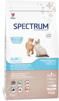 Сухой корм для кошек Spectrum Adult Slim34 контроль веса с лососем и рисом (12кг)