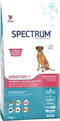 Сухой корм для собак Spectrum Sensitive26 для взрослых средних и кр. пород с ягненком и рисом (12кг)