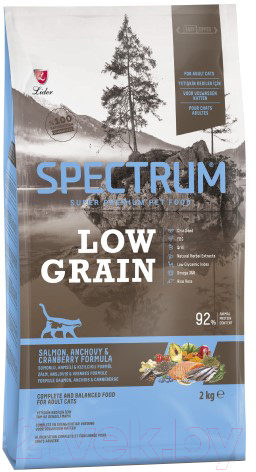 Корм для кошек Spectrum Low Grain с лососем, анчоусом клюквой (2кг)