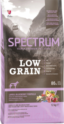 Сухой корм для собак Spectrum Low Grain средних и крупных пород собак с ягненком и черникой (12кг)