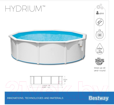 Каркасный бассейн Bestway Hydrium 56384 (460x120, с песочным фильтр-насосом)