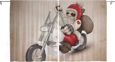 Изображение товара Комплект штор JoyArty Санта мотоциклист / p_20030 (145x180)