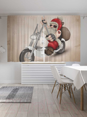Изображение товара Комплект штор JoyArty Санта мотоциклист / p_20030 (145x180)