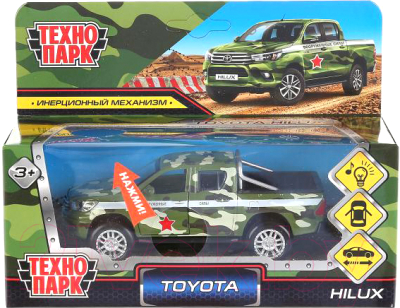 Автомобиль игрушечный Технопарк Toyota Hilux / HILUX-12SLMIL-GN (зеленый)