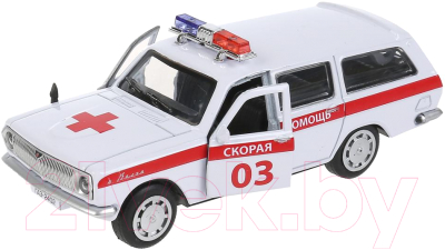 Автомобиль игрушечный Технопарк ГАЗ-2402 Волга Скорая / 2402-12SLAMB-WH