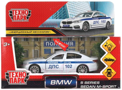 Автомобиль игрушечный Технопарк BMW 5-er M-Sport Полиция / 5ER-12SLPOL-WH