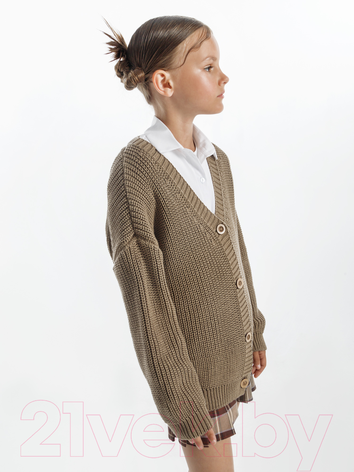 Кардиган детский Amarobaby Knit / AB-OD21-KNIT19/03-128 (бежевый, р.128) — фото 4