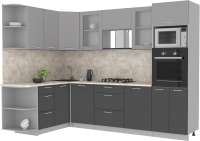 Кухонный гарнитур Интерлиния Мила 1.68x2.8 левая (серебристый/антрацит/малага) - 