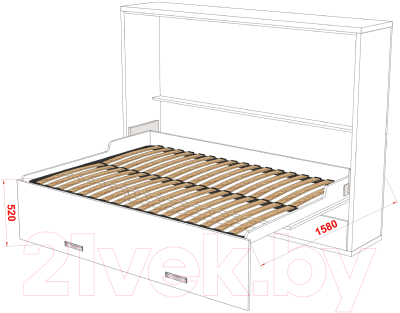 Шкаф-кровать трансформер Макс Стайл Bora 36мм 140x200 (серый пыльный U732 ST9)