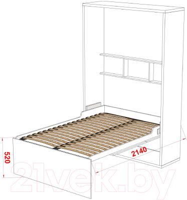 Шкаф-кровать трансформер Макс Стайл Fidji 36мм 140x200 (дуб бардолино натуральный Н1145 ST10)