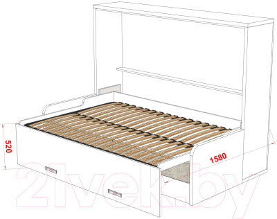 Шкаф-кровать трансформер Макс Стайл Bora 36мм 140x200 Sofa (дуб бардолино натуральный Н1145 ST10)