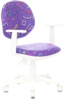 Кресло детское Бюрократ CH-W 356AXSN (фиолетовый Sticks 08/пластик белый) - 