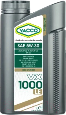 Моторное масло Yacco VX 1000 LE 5W30 (1л)