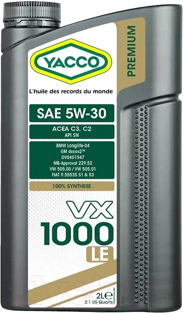 Моторное масло Yacco VX 1000 LE 5W30
