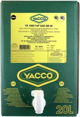 Моторное масло Yacco VX 1000 FAP 5W40 (20л)