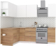 Кухонный гарнитур Интермебель Микс Топ-11 1.9x1.5м левая (белый премиум/дуб крафт золотой/венато) - 