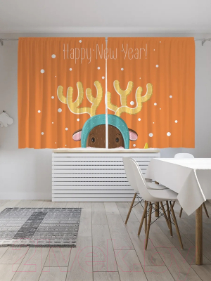 Изображение товара Комплект штор JoyArty Олень в новогоднюю ночь / p_290616 (145x180)
