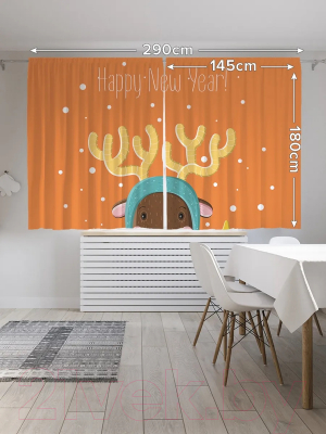 Изображение товара Комплект штор JoyArty Олень в новогоднюю ночь / p_290616 (145x180)