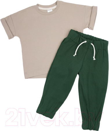 Комплект одежды для малышей Amarobaby Jump / AB-OD21-JUMP22/0326-92 (бежевый/хаки, р. 92)