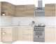 Готовая кухня Интермебель Микс Топ-13 2.1x1.5м левая (дуб каньон/вудлайн кремовый/венато) - 