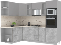 Кухонный гарнитур Интерлиния Мила 1.68x2.6 левая (серебристый/бетон/бискайская сосна) - 