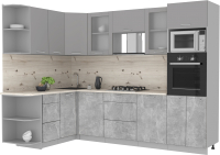 Готовая кухня Интерлиния Мила 1.68x2.8 левая (серебристый/бетон/бискайская сосна) - 