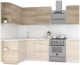 Готовая кухня Интермебель Микс Топ-12 2x1.5м левая (дуб каньон/вудлайн кремовый/венато) - 