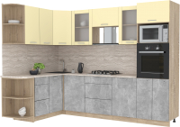 Готовая кухня Интерлиния Мила 1.68x2.8 левая (ваниль/бетон/травертин) - 