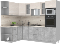 Кухонный гарнитур Интерлиния Мила 1.68x2.6 левая (вудлайн кремовый/бетон/бискайская сосна) - 