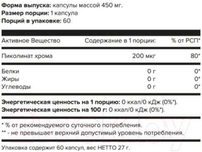 Минерал Atech Nutrition Chrome Picolinate (60 капсул)
