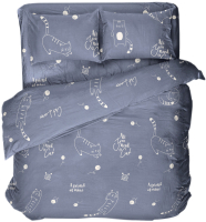 Комплект постельного белья Samsara Коты на синем фоне 220-6 - 