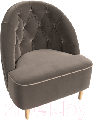 Кресло мягкое Mebelico Амиса 306 / 110042 (велюр коричневый/кант бежевый)