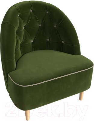 Кресло мягкое Mebelico Амиса 306 / 110049 (микровельвет зеленый/кант бежевый)