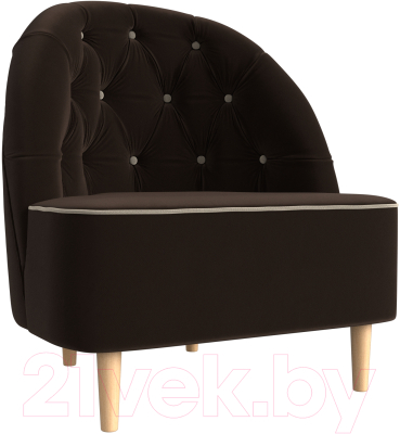 Кресло мягкое Mebelico Амиса 306 / 110051 (микровельвет коричневый/кант бежевый)