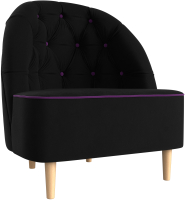 Кресло мягкое Mebelico Амиса 306 / 110054 (микровельвет черный/кант фиолетовый) - 