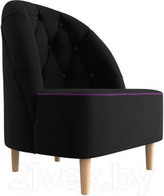 Кресло мягкое Mebelico Амиса 306 / 110054 (микровельвет черный/кант фиолетовый)