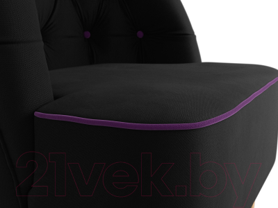 Кресло мягкое Mebelico Амиса 306 / 110054 (микровельвет черный/кант фиолетовый)