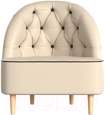 Кресло мягкое Mebelico Амиса 306 / 110058 (экокожа бежевый/кант коричневый)
