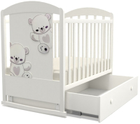 Детская кроватка VDK Dado Betula маятник и ящик (белый) - 