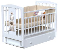Детская кроватка VDK Dream Animals маятник и ящик (белый) - 