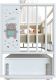 Миниатюра изображения товара Детская кроватка VDK Mini Loft 3D маятник и ящик Oh My Bear (белый)