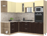 Кухонный гарнитур Интерлиния Мила 1.68x2.4 левая (ваниль/дуб венге/малага) - 