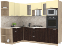 Кухонный гарнитур Интерлиния Мила 1.68x2.6 левая (ваниль/дуб венге/малага) - 