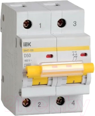 Выключатель автоматический IEK ВА 47-100 50А 2P 10кА D / MVA40-2-050-D