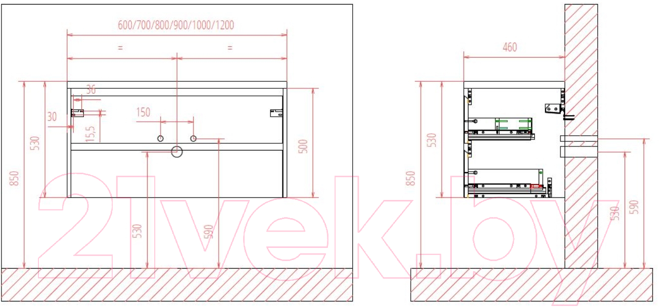 Тумба под умывальник BelBagno KRAFT-800-2C-SO-CG