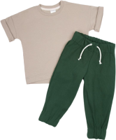 Комплект одежды для малышей Amarobaby Jump / AB-OD21-JUMP22/0326-98 (бежевый/хаки, р. 98) - 