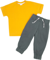 Комплект детской одежды Amarobaby Jump / AB-OD21-JUMP22/0411-116 (желтый/серый, р. 116) - 
