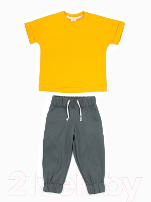 Комплект одежды для малышей Amarobaby Jump / AB-OD21-JUMP22/0411-98 (желтый/серый, р. 98)